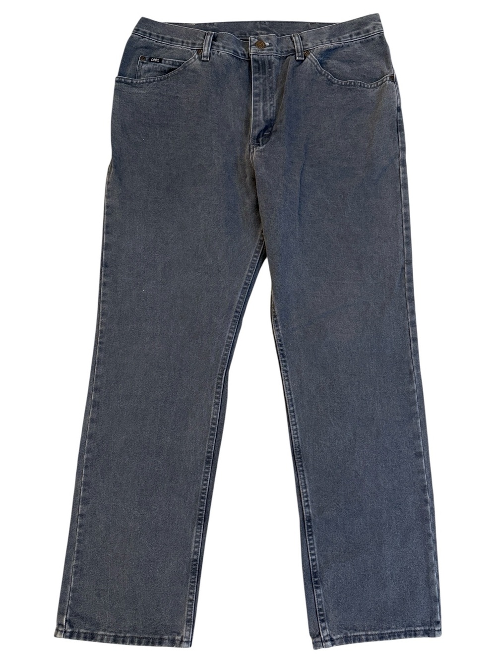 Y2K Lee Regular Straight Leg Gray Denim Jeans 38x32 Fits 35x31 100% Cotton